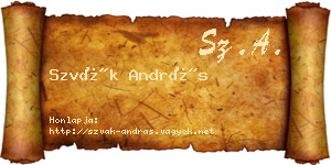 Szvák András névjegykártya